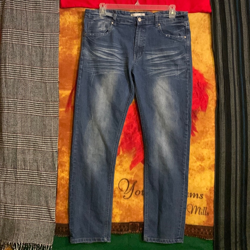 REFINERY REPUBLIC-men’s dark wash slim-straight leg stretch denim jeans